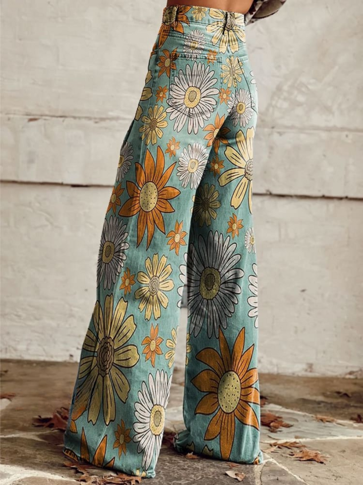 CIRILLA - LOOSE-FITTING VINTAGE FLORAL PANTS