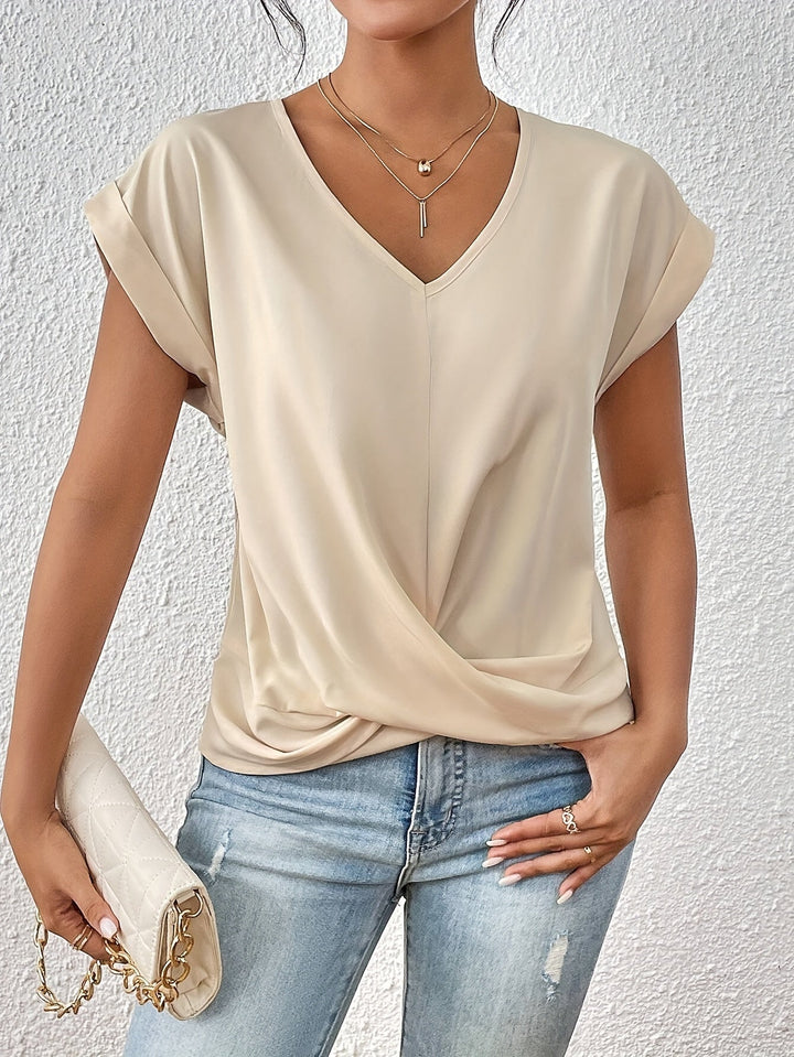Sandra | Elegant Twist-Front V-Neck Top