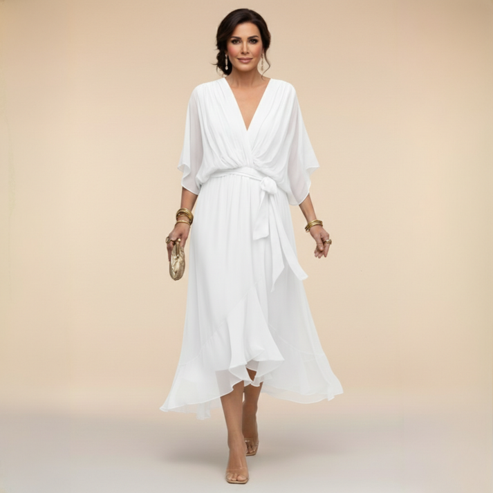 Harshani - Chiffon Dress With V-Neck