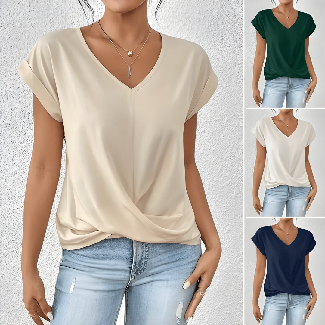 Sandra | Elegant Twist-Front V-Neck Top