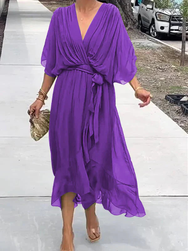 Ramilya - V-Neck Chiffon Dress